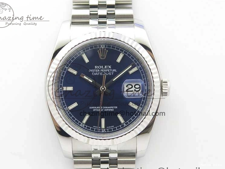 0216 DateJust 36 SS 116234 ARF 1:1 Best Edition 904L Steel Blue Dial on Jubilee Bracelet SH3135 V TravelReady 3214